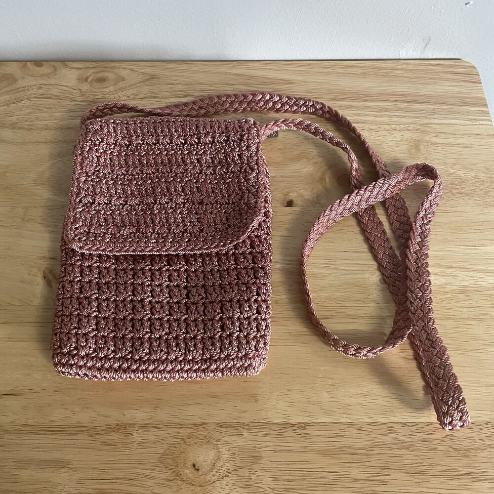 Women’s The Sak Crocheted Crossbody Purse Pink Zip Close